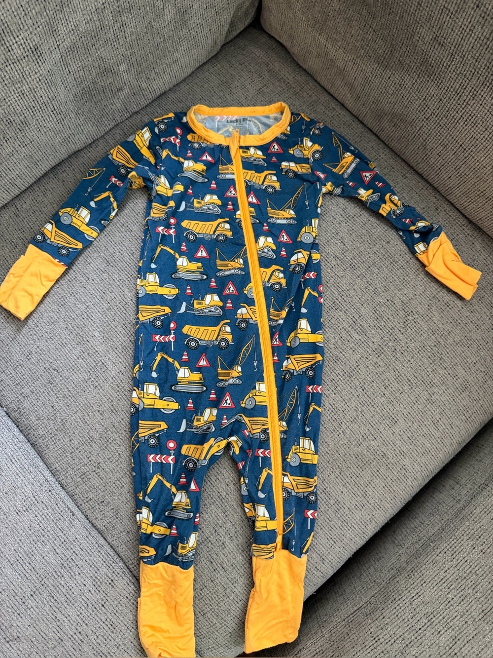 Lucky Brand Blue Construction Print Zip Footed One-Piece